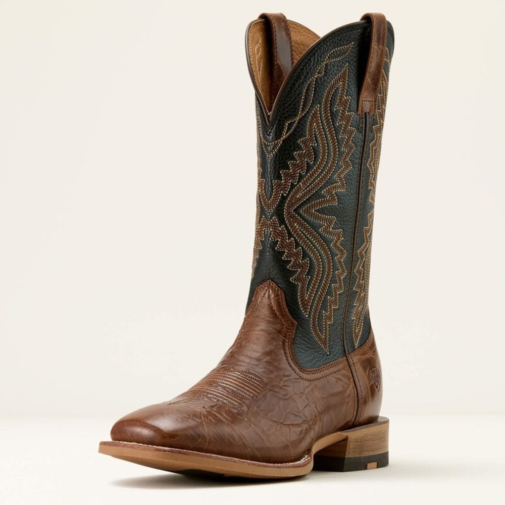 Ariat® (Men's 9.5 D) Baxter™ Western Cowboy Boot, Dark Tan/Black Deertan - $260